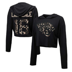 Trevor Lawrence Jacksonville Jaguars Majestic Threads Women's Leopard Player Name & Number Long Sleeve Cropped Hoodie Black - NFL