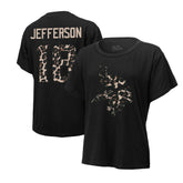 Justin Jefferson Minnesota Vikings Majestic Threads Women's Leopard Player Name & Number T-Shirt Black - NFL