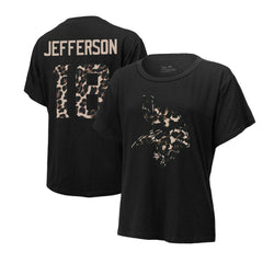 Justin Jefferson Minnesota Vikings Majestic Threads Women's Leopard Player Name & Number T-Shirt Black - NFL