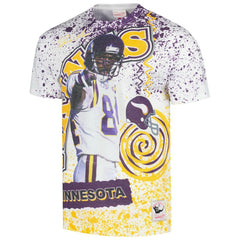 Randy Moss Minnesota Vikings Retired Player Name & Number Burst T-Shirt White - Mitchell & Ness
