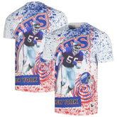 New York Giants Retired Player Name & Number Burst T-Shirt White - Mitchell & Ness