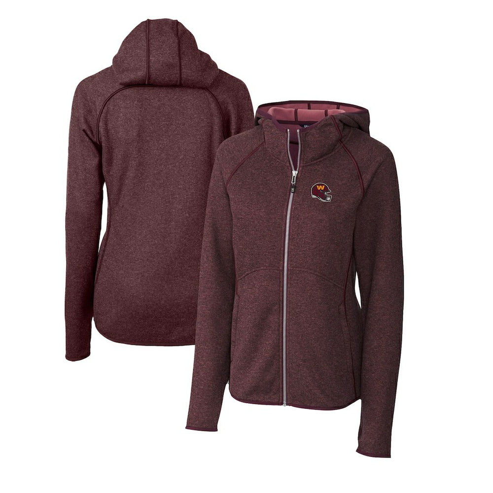 Washington Commanders Cutter & Buck Women's Helmet Logo Mainsail Sweater-Knit Full-Zip Hoodie Burgundy - NFL