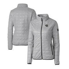Pittsburgh Steelers Cutter & Buck Women's Helmet Logo Rainier PrimaLoft Eco Insulated Full-Zip Puffer Jacket Gray - NFL