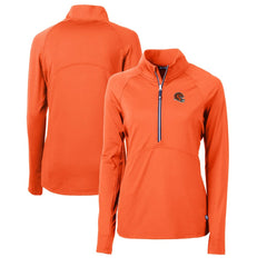 Cincinnati Bengals Cutter & Buck Women's Helmet Logo Adapt Eco Knit Stretch Recycled Half-Zip Pullover Top Orange - NFL