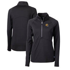 Green Bay Packers Cutter & Buck Women's Helmet Logo Adapt Eco Knit Stretch Recycled Half-Zip Pullover Top Black - NFL