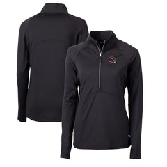 Washington Commanders Cutter & Buck Women's Helmet Logo Adapt Eco Knit Stretch Recycled Half-Zip Pullover Top Black - NFL