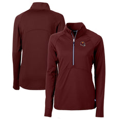 Washington Commanders Cutter & Buck Women's Helmet Logo Adapt Eco Knit Stretch Recycled Half-Zip Pullover Top Burgundy - NFL