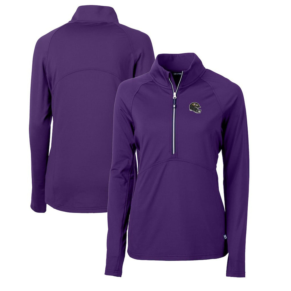Baltimore Ravens Cutter & Buck Women's Helmet Logo Adapt Eco Knit Stretch Recycled Half-Zip Pullover Top Purple - NFL
