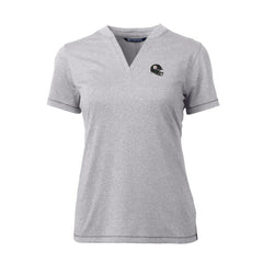 Pittsburgh Steelers Cutter & Buck Women's Helmet Logo DryTec Forge Stretch V-Neck Blade Top Heather Gray - NFL