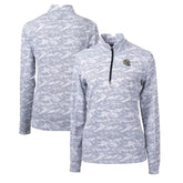 New Orleans Saints Cutter & Buck Women's Helmet Logo Traverse Camo Print Stretch Quarter-Zip Pullover Top Charcoal - NFL