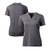 Jacksonville Jaguars Cutter & Buck Women's Helmet Logo DryTec Forge Stretch V-Neck Blade Top Heather Charcoal - NFL
