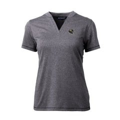 Jacksonville Jaguars Cutter & Buck Women's Helmet Logo DryTec Forge Stretch V-Neck Blade Top Heather Charcoal - NFL