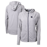 Minnesota Vikings Cutter & Buck Women's Helmet Logo Adapt Eco Knit Hybrid Recycled Full-Zip Hoodie Heather Gray - NFL