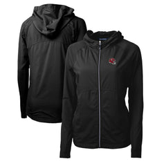 Kansas City Chiefs Cutter & Buck Women's Helmet Logo Adapt Eco Knit Hybrid Recycled Full-Zip Hoodie Black - NFL