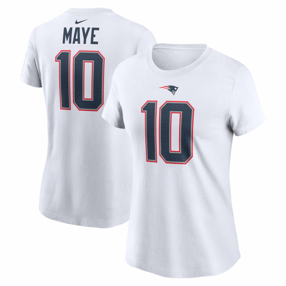 Drake Maye New England Patriots Women's Player Name & Number T-Shirt White - Nike