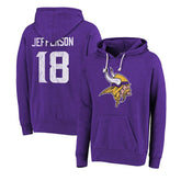 Justin Jefferson Minnesota Vikings Majestic Threads Name & Number Tri-Blend Pullover Hoodie Purple - NFL