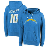 Justin Herbert Los Angeles Chargers Majestic Threads Name & Number Tri-Blend Pullover Hoodie Powder Blue - NFL