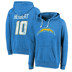 Justin Herbert Los Angeles Chargers Majestic Threads Name & Number Tri-Blend Pullover Hoodie Powder Blue - NFL