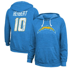 Justin Herbert Los Angeles Chargers Majestic Threads Women's Name & Number Tri-Blend Pullover Hoodie Powder Blue - NFL