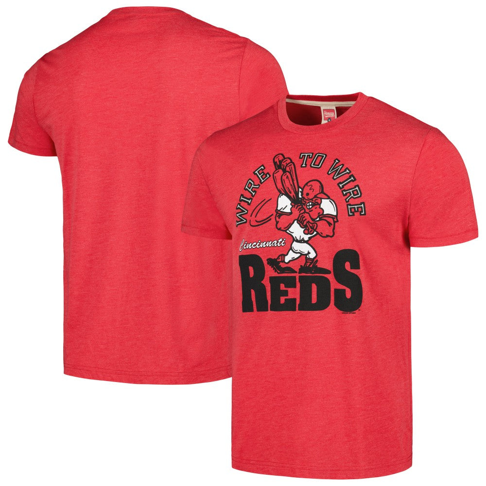 Cincinnati Reds Homage Doodle Collection Wire to Wire Tri-Blend T-Shirt Lifestyle