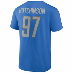 Aidan Hutchinson Detroit Lions Player Icon Name & Number T-Shirt Blue - Fanatics