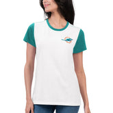 Miami Dolphins G-III 4Her by Carl Banks Women's Fashion Illustration T-Shirt White/Aqua - NFL