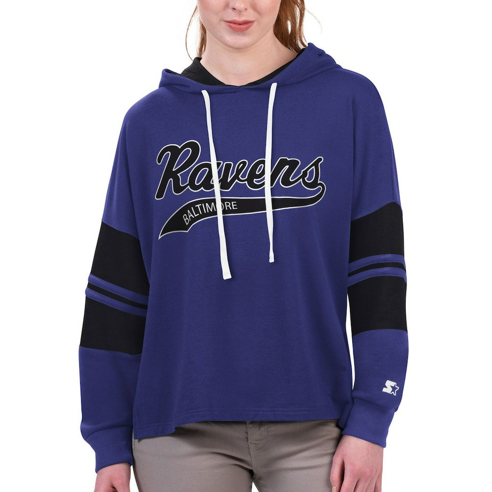 Baltimore Ravens Starter Women's Bump And Run Long Sleeve Hoodie T-Shirt Purple - NFL