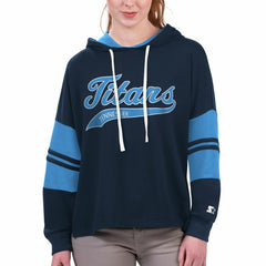 Tennessee Titans Starter Women's Bump And Run Long Sleeve Hoodie T-Shirt Navy - NFL