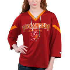 Tampa Bay Buccaneers Starter Women's Rally Lace-Up 3/4 Sleeve T-Shirt Red - NFL