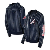 Atlanta Braves New Era Women's Pinstripe Tri-Blend Full-Zip Hoodie Jacket Lifestyle