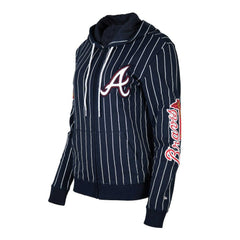 Atlanta Braves New Era Women's Pinstripe Tri-Blend Full-Zip Hoodie Jacket Lifestyle