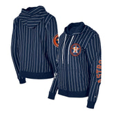Houston Astros New Era Women's Pinstripe Tri-Blend Full-Zip Hoodie Jacket for sale