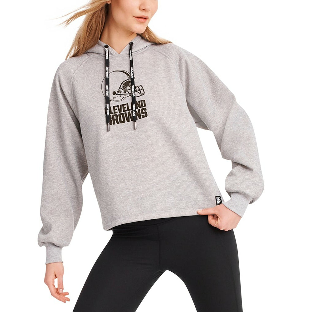 Cleveland Browns DKNY Sport Women's Debbie Dolman Raglan Pullover Hoodie Heather Gray - NFL