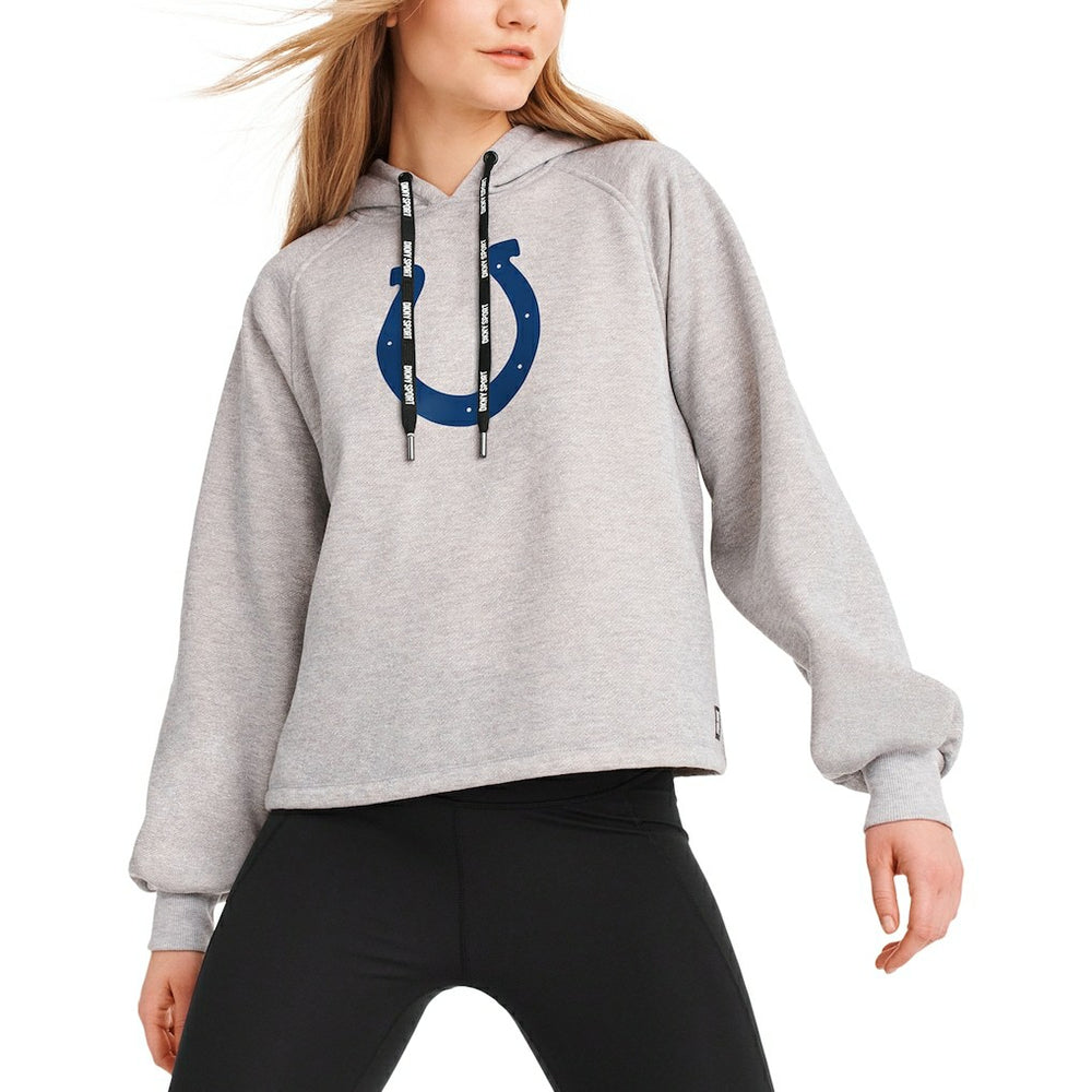 Indianapolis Colts DKNY Sport Women's Debbie Dolman Raglan Pullover Hoodie Heather Gray - NFL