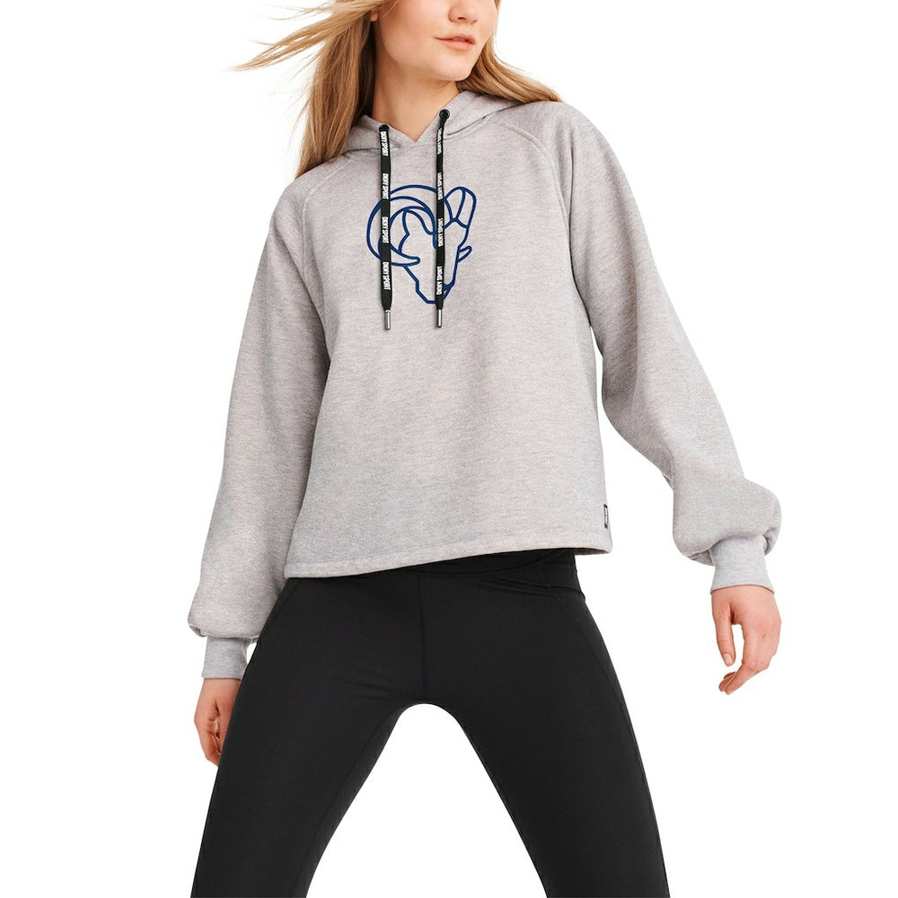 Los Angeles Rams DKNY Sport Women's Debbie Dolman Raglan Pullover Hoodie Heather Gray - NFL