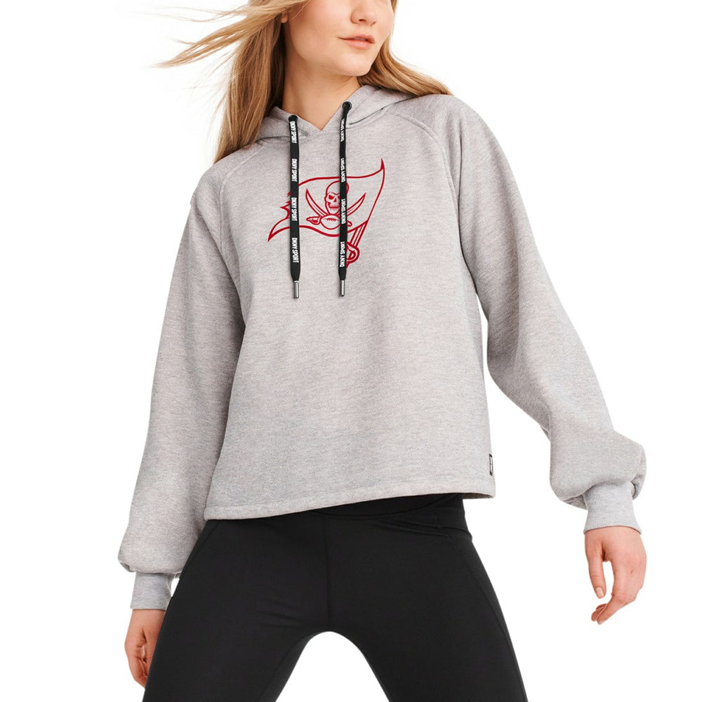 Tampa Bay Buccaneers DKNY Sport Women's Debbie Dolman Raglan Pullover Hoodie Heather Gray - NFL
