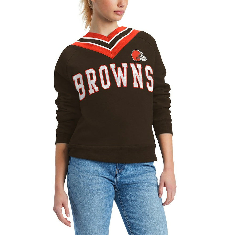 Cleveland Browns Tommy Hilfiger Women's Heidi Raglan V-Neck Sweater Brown - NFL