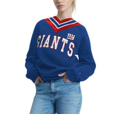 New York Giants Tommy Hilfiger Women's Heidi Raglan V-Neck Sweater Royal - NFL
