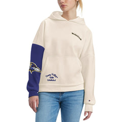 Baltimore Ravens Tommy Hilfiger Women's Harriet Pullover Hoodie Cream/Purple - NFL