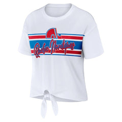 Colorado Avalanche - WEAR by Erin Andrews Women's Front Knot T-Shirt White