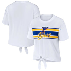 St. Louis Blues - WEAR by Erin Andrews Women's Front Knot T-Shirt White