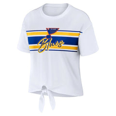 St. Louis Blues - WEAR by Erin Andrews Women's Front Knot T-Shirt White