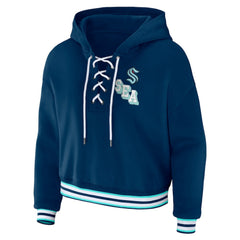 Seattle Kraken WEAR by Erin Andrews Women's Lace-Up Pullover Hoodie Blue