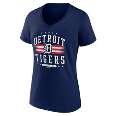Detroit Tigers Women's Americana Team V-Neck T-Shirt On Sale