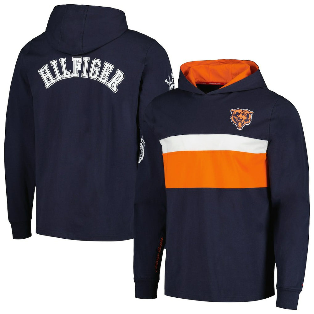 Chicago Bears Tommy Hilfiger Morgan Long Sleeve Hoodie T-Shirt Navy - NFL