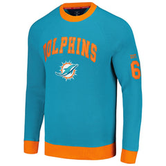 Miami Dolphins Tommy Hilfiger Reese Raglan Tri-Blend Pullover Sweatshirt Aqua - NFL