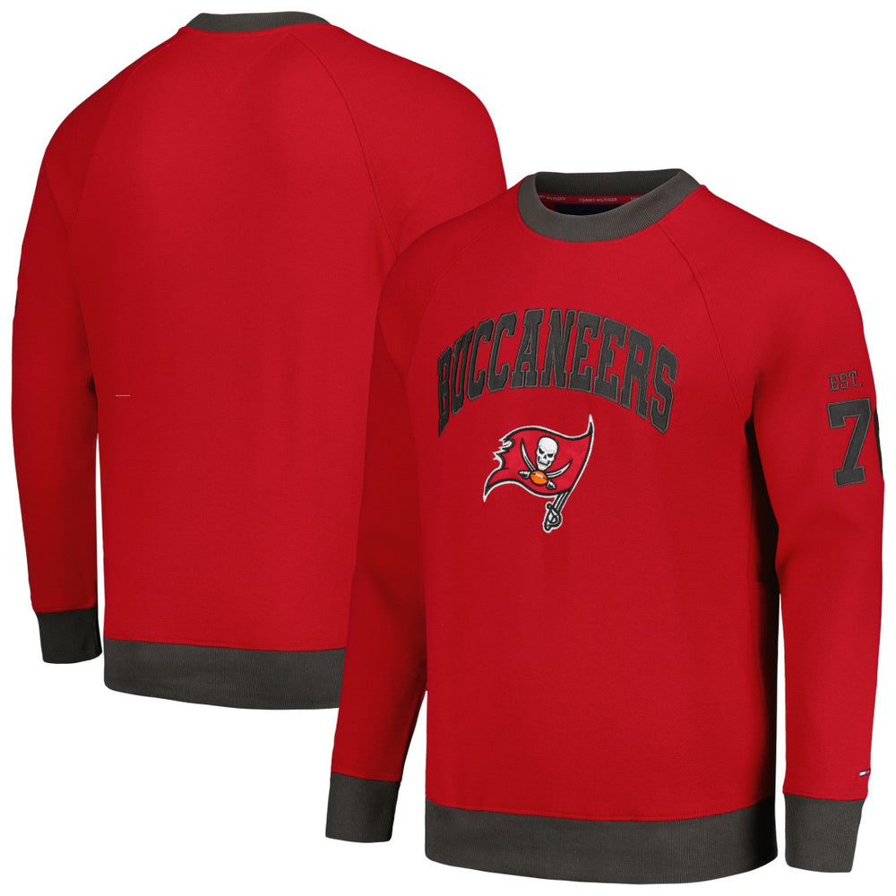 Tampa Bay Buccaneers Tommy Hilfiger Reese Raglan Tri-Blend Pullover Sweatshirt Red - NFL