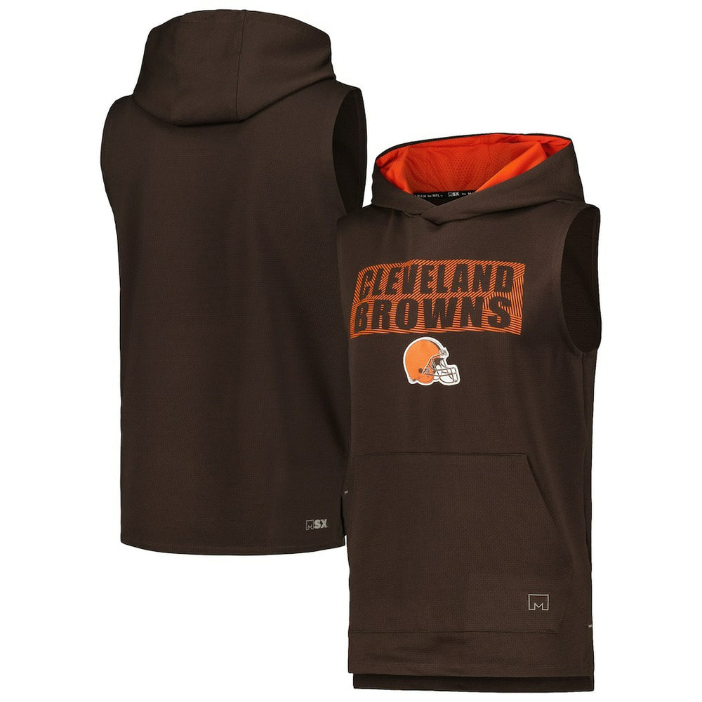 Cleveland Browns MSX by Michael Strahan Marathon Sleeveless Pullover Hoodie Brown - NFL