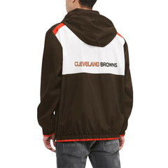 Cleveland Browns Tommy Hilfiger Carter Half-Zip Hooded Top Brown/White - NFL
