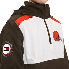 Cleveland Browns Tommy Hilfiger Carter Half-Zip Hooded Top Brown/White - NFL